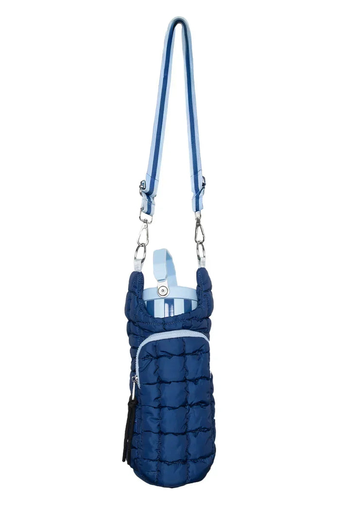Navy Two-Toned Quilted Water Bottle Purse