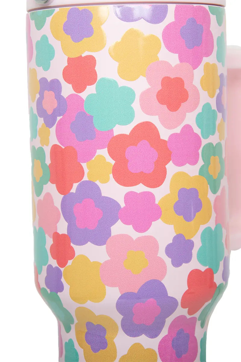 Groovy Multicolored Flowers Tumbler Cup