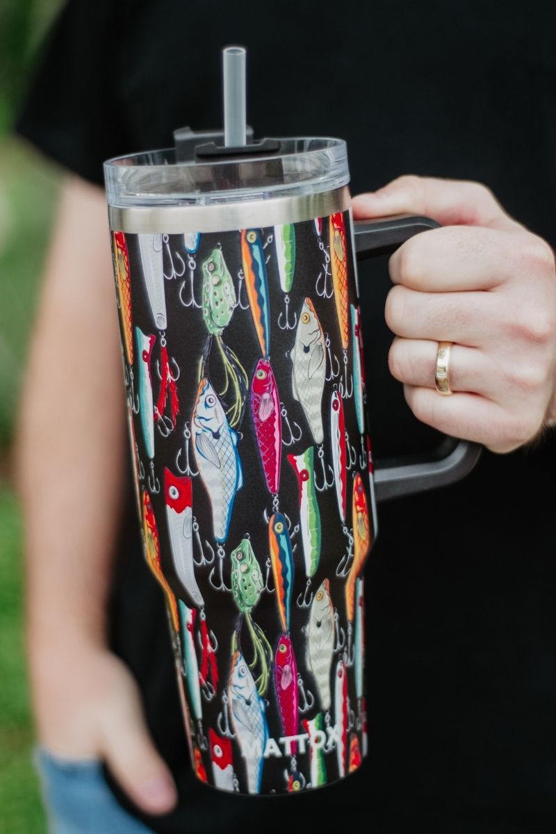 Fishing Lures Tumbler Cup with Handle