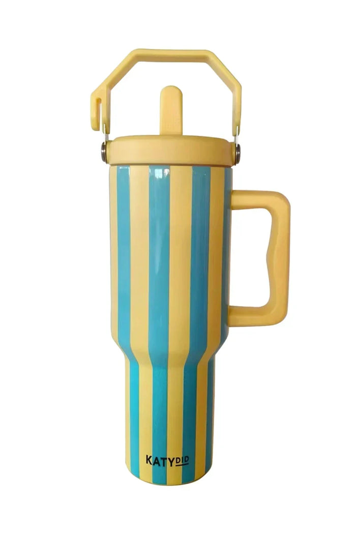 Tumbler Cup 38 Oz Jug (Yellow and Aqua Striped)