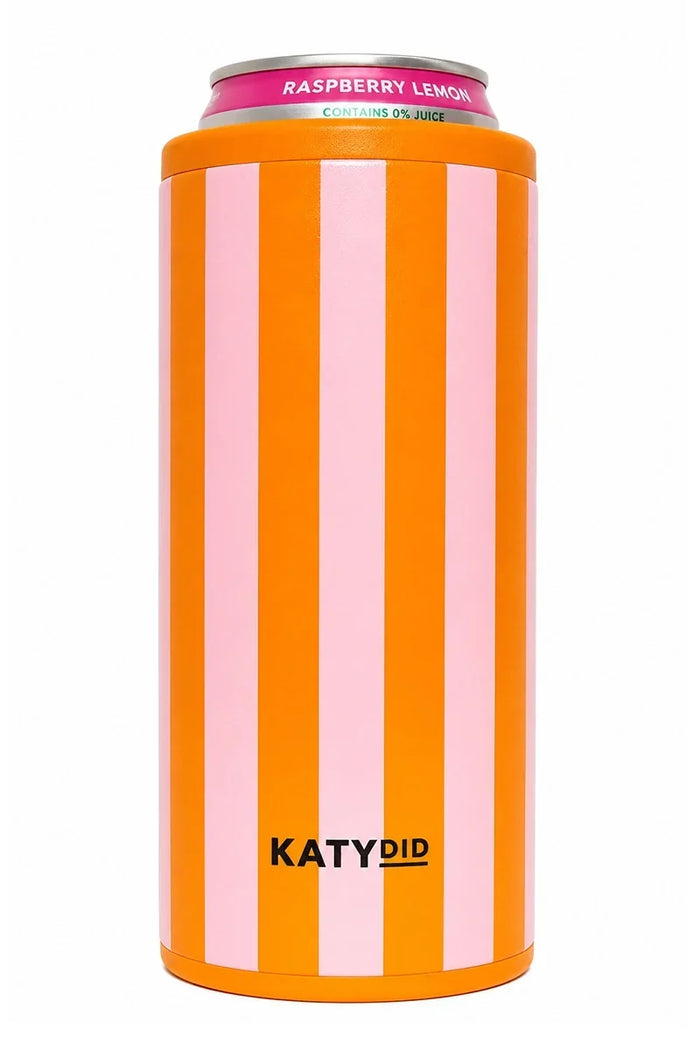 Pink and Orange Striped Slim Can Cooler