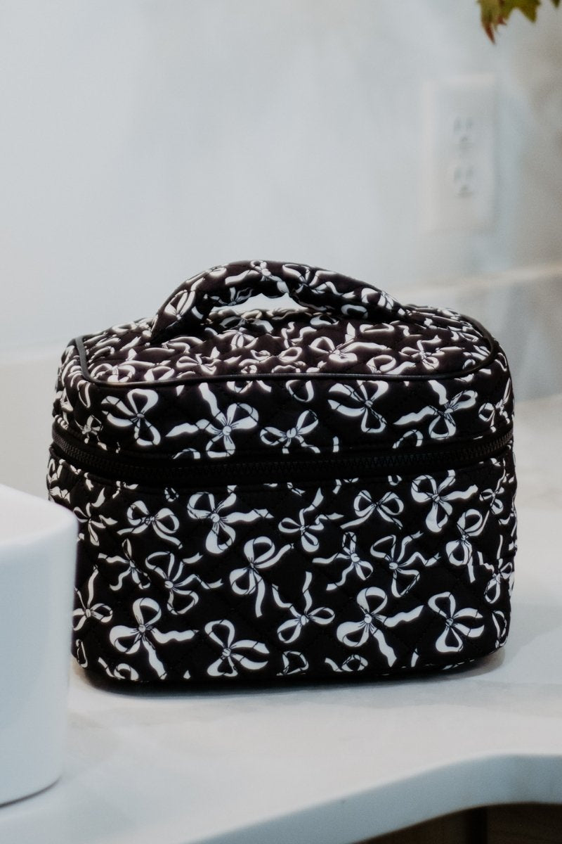 Black & White Coquette Bows All Over Makeup Bag