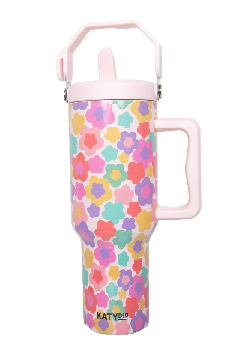 Groovy Multicolored Flowers Tumbler Cup