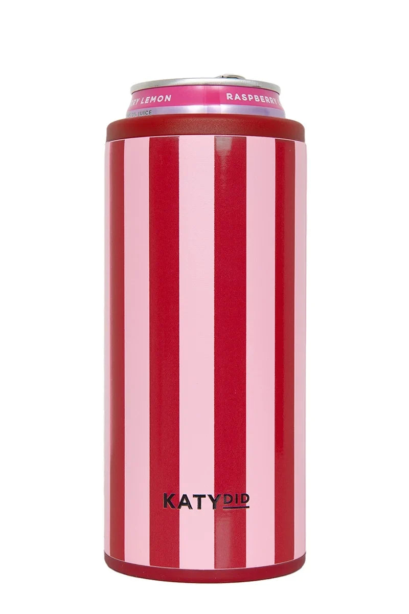 Pink and Wine Striped 12 Oz Can Cooler