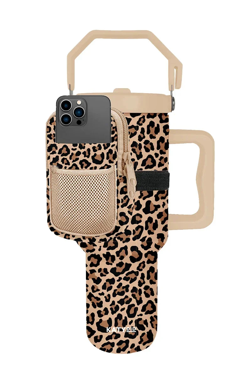 Brown Leopard Tumbler Sling Bag