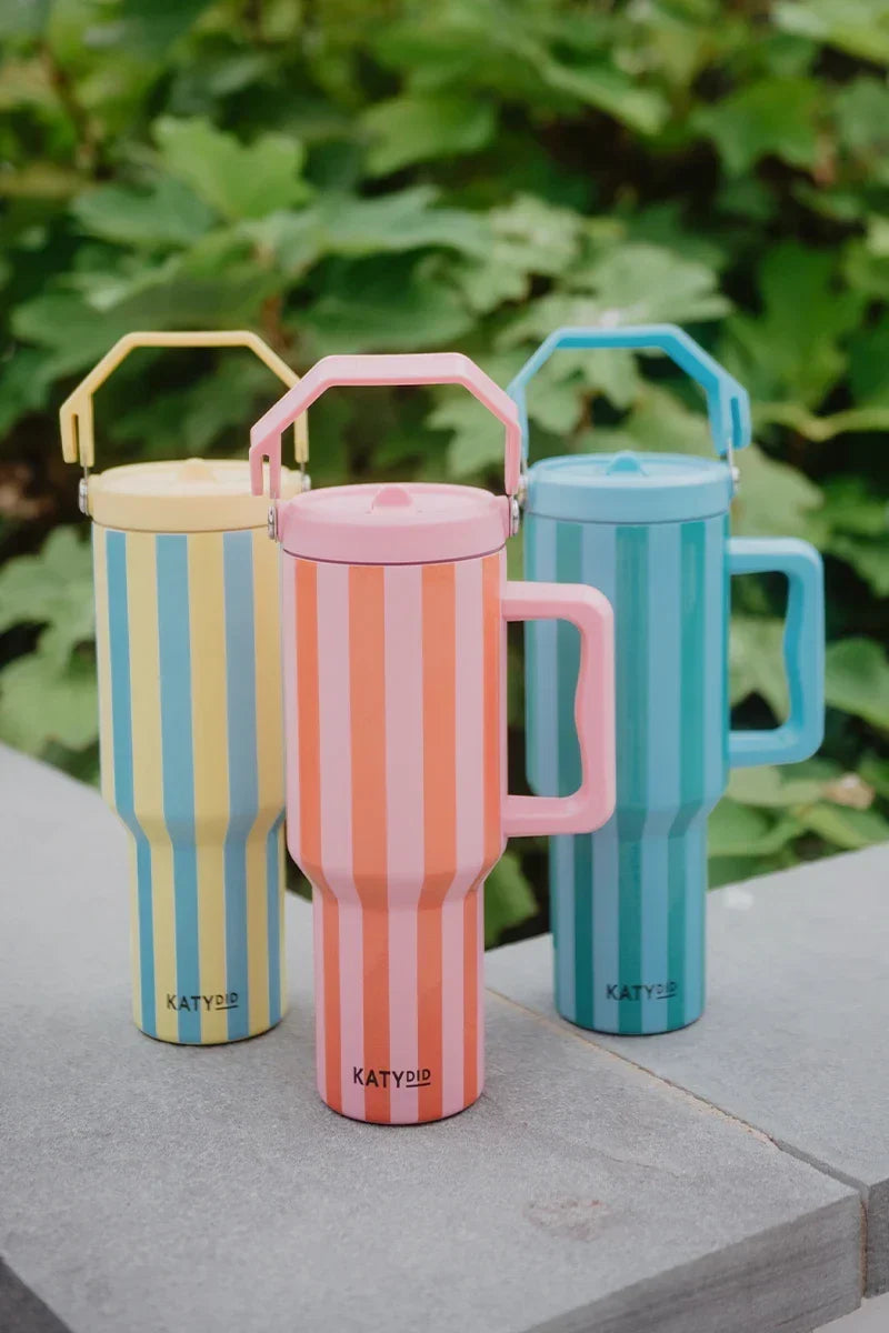 Tumbler Cup 38 Oz Jug (Yellow and Aqua Striped)