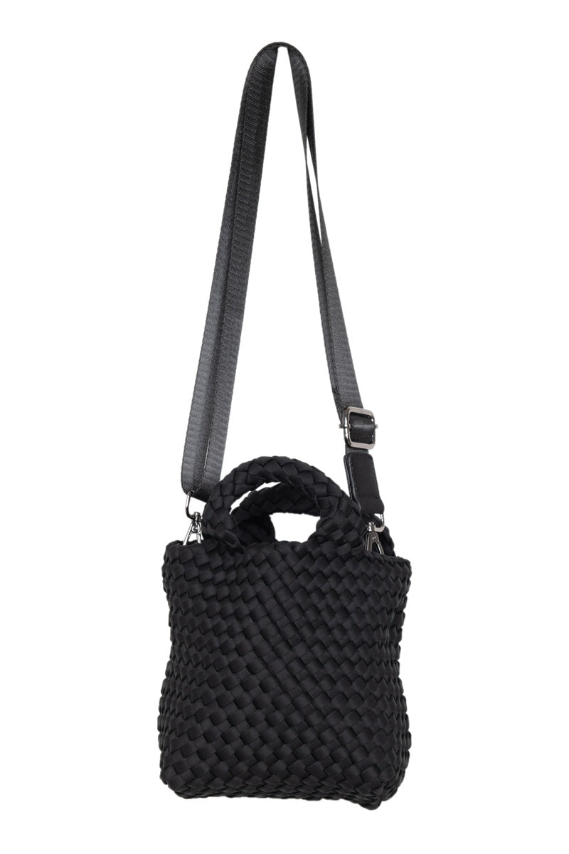 Black Woven Bucket Handbag