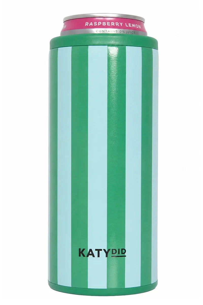 Aqua and Green Striped 12 Oz Can Cooler