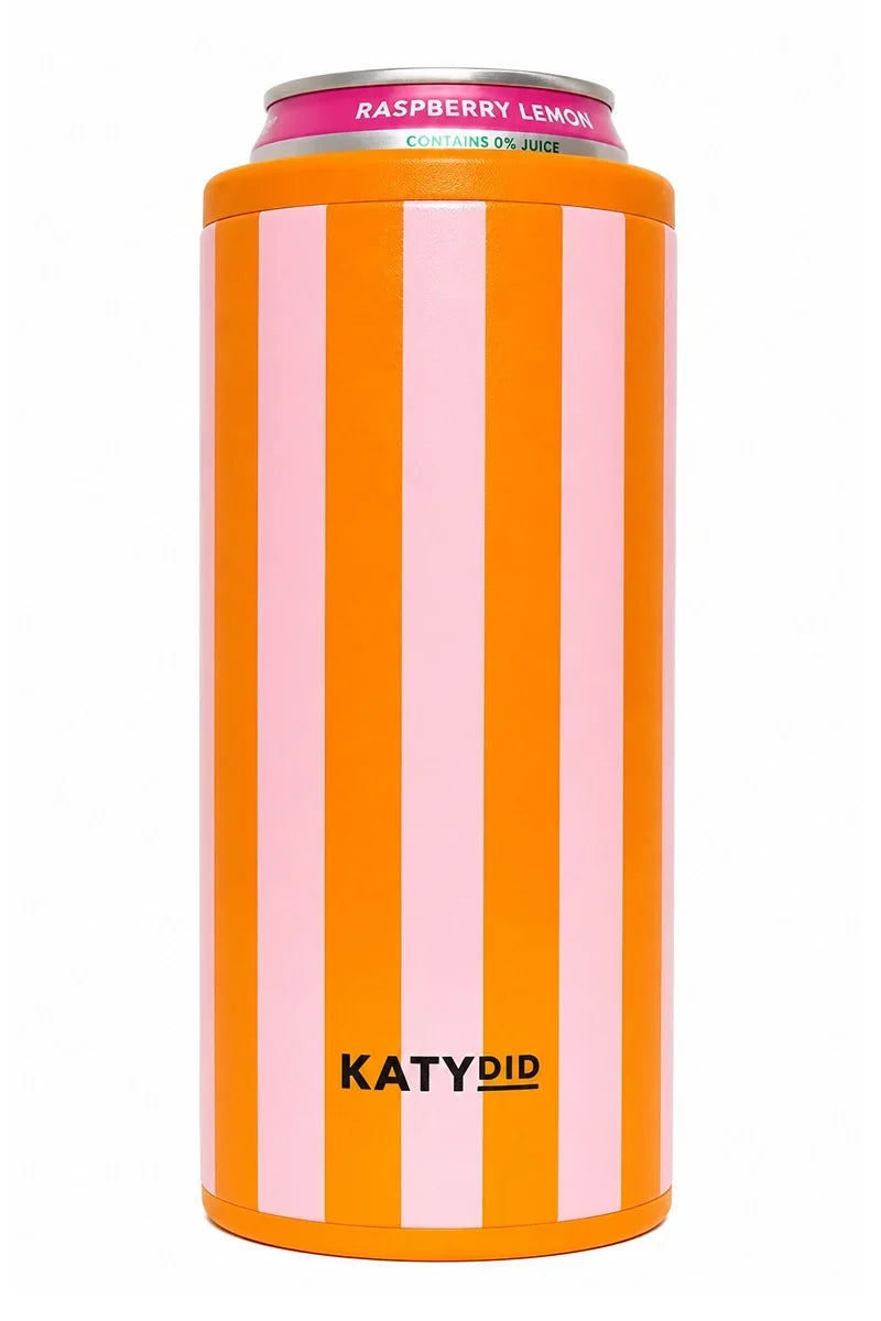 Pink and Orange Striped Slim Can Cooler