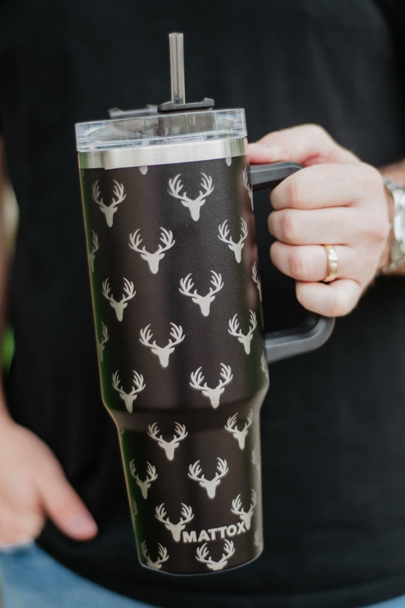 Deer All Over Black Tumbler for Men
