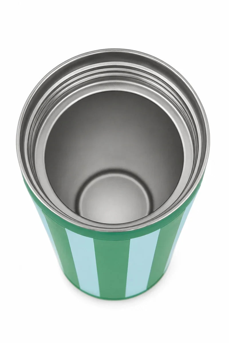 Aqua and Green Striped 12 Oz Can Cooler