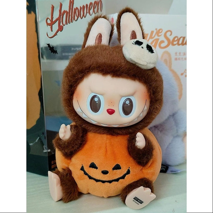 A pumpkin body, a skull on the hood, a very smug grin
