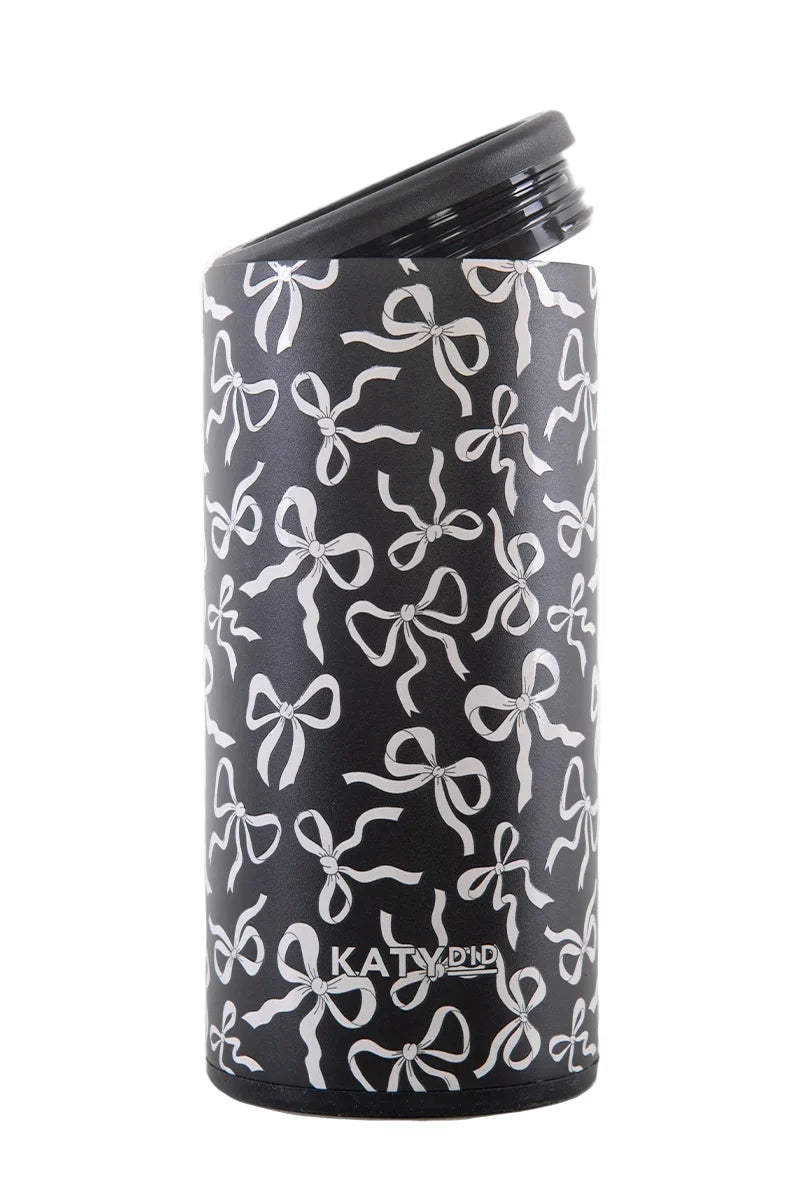 Black & White Bows Slim Can Cooler