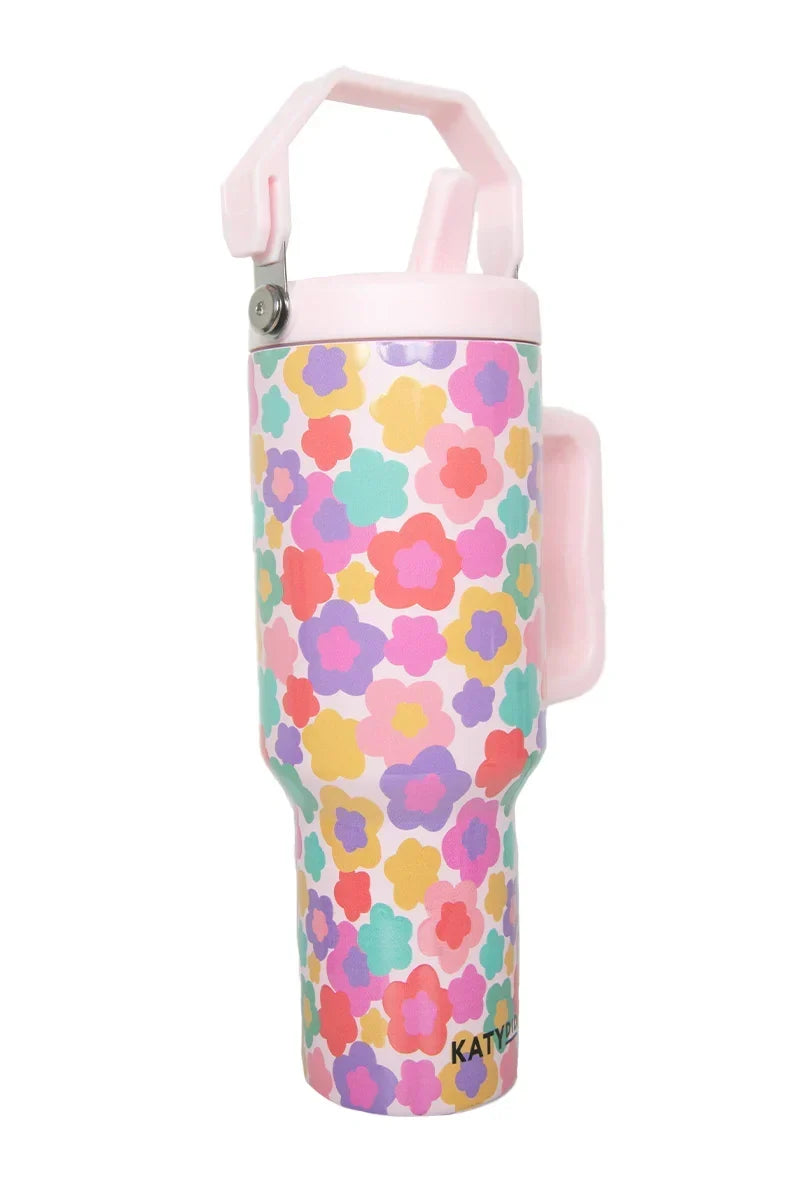 Groovy Multicolored Flowers Tumbler Cup