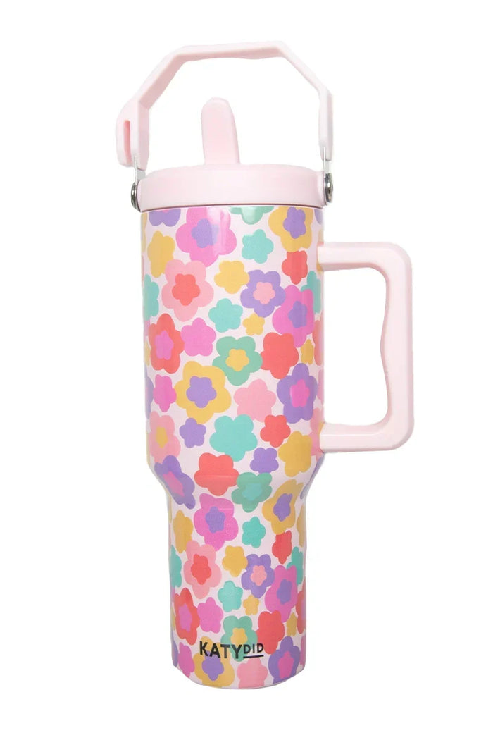 Groovy Multicolored Flowers Tumbler Cup