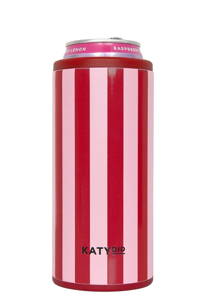 Pink and Wine Striped 12 Oz Can Cooler
