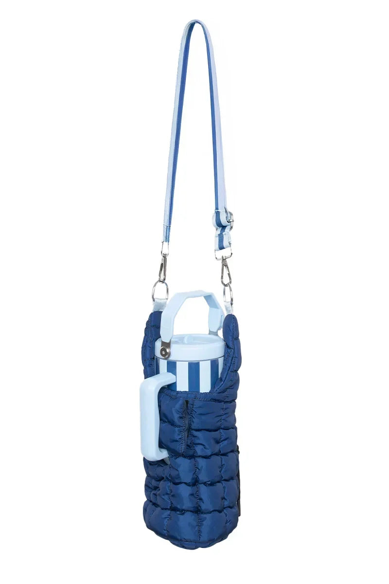 Navy Two-Toned Quilted Water Bottle Purse