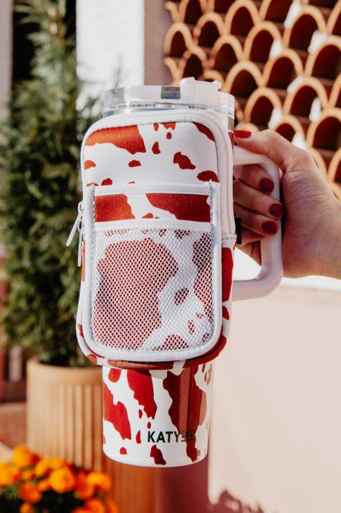 Brown and White Cow Print Tumbler ZIPPER POUCH